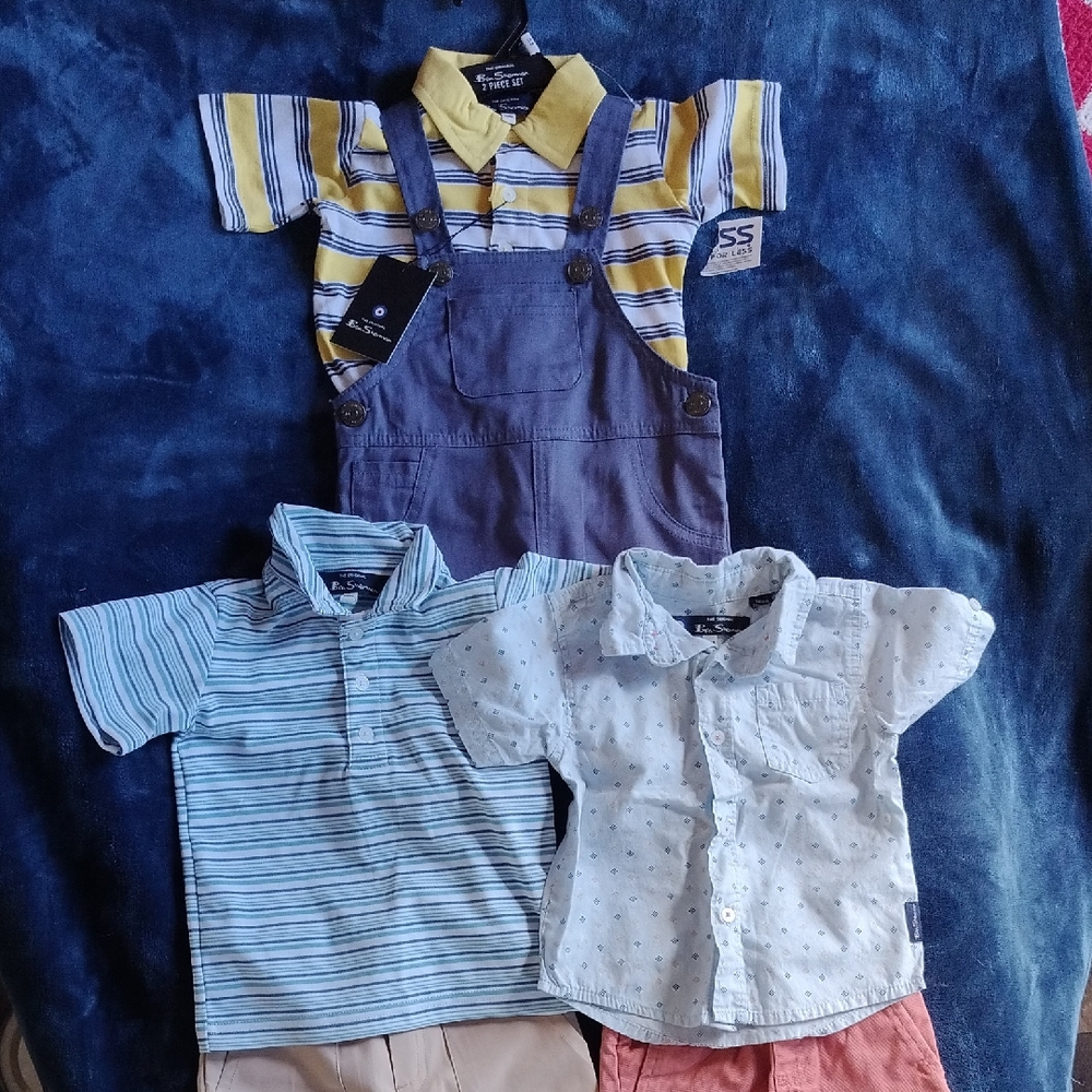 Ben Sherman Boys Button Down Shirt & Short 3 Sets - 12 Months - Overall Set NWT